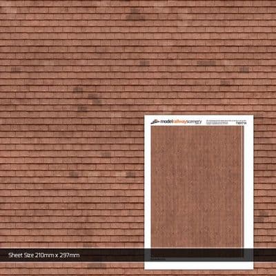 TX017-N Red Clay Roof Tiles Texture Paper (Pack of 5) - N/2mm/1:148