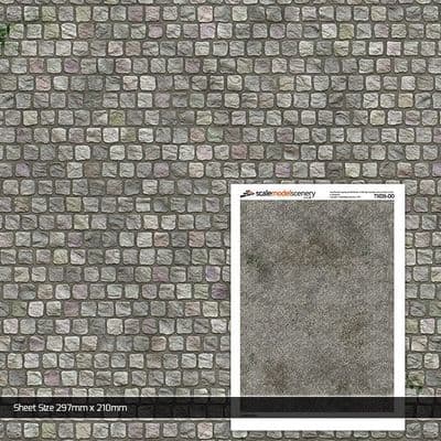 TX026-OO Cobblestones Texture Paper (Pack of 5) - OO/4mm/1:76