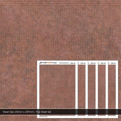 TX081-120 English Bond Aged Red Brick Texture Paper (Pack of 5) - TT:120
