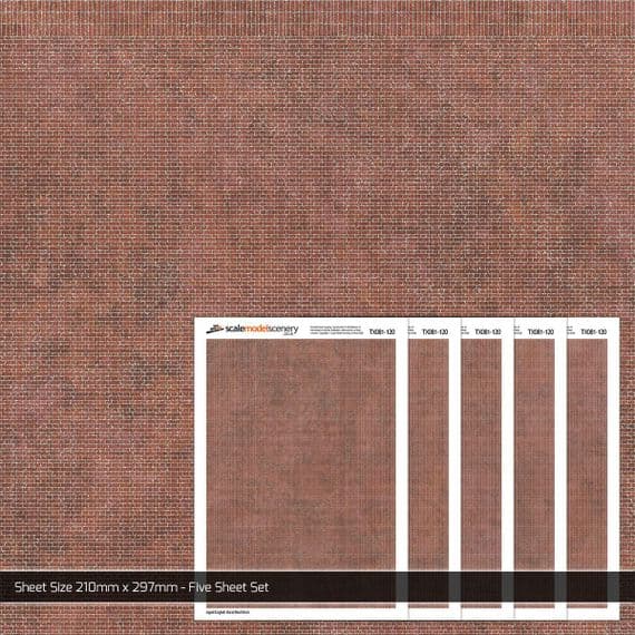 TX081-120 English Bond Aged Red Brick Paper (Pack of 5) - TT:120