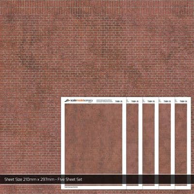 TX081-35 English Bond Aged Red Brick Texture Paper (Pack of 5) - 1:35