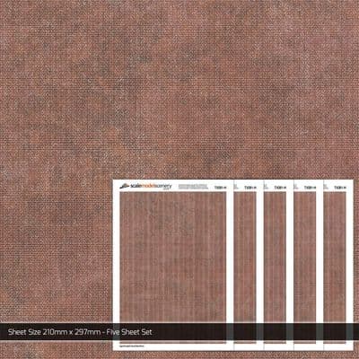 TX081-N English Bond Aged Red Brick Texture Paper (Pack of 5) - N/2mm/1:148