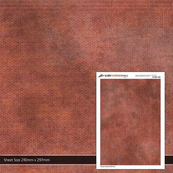 TX100-120 Victorian Weathered Red Brick Texture Paper (Pack of 5) - TT:120