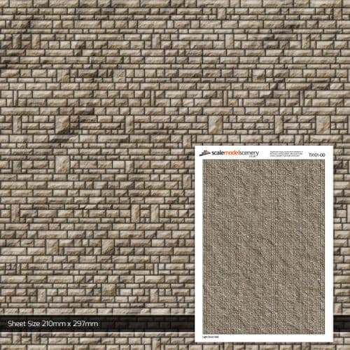 TX101-OO Light Stone Wall Paper (Pack of 5) - OO/4mm/1:76