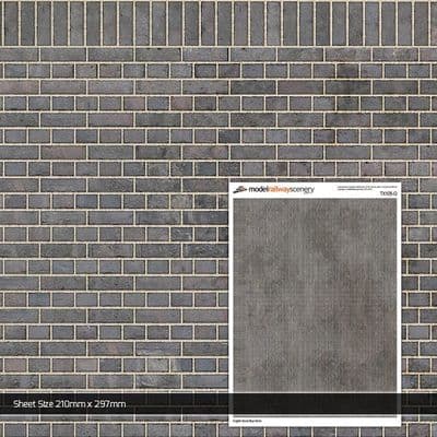 TX105-O English Bond Blue Engineering Brick Texture Paper (Pack of 5) - O/7mm/1:43