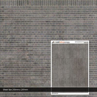 TX105-OO English Bond Blue Engineering Brick Texture Paper (Pack of 5) - OO/4mm/1:76