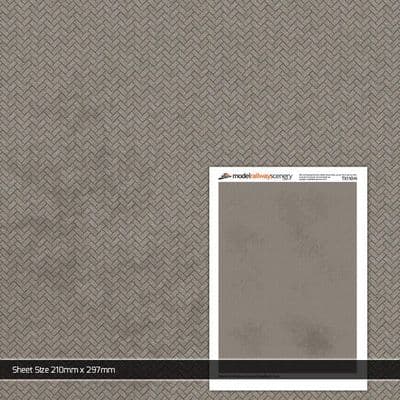 TX110-N Weathered Herringbone Concrete Paving Blocks Grey Texture Paper (Pack of 5) - N/2mm/1:148