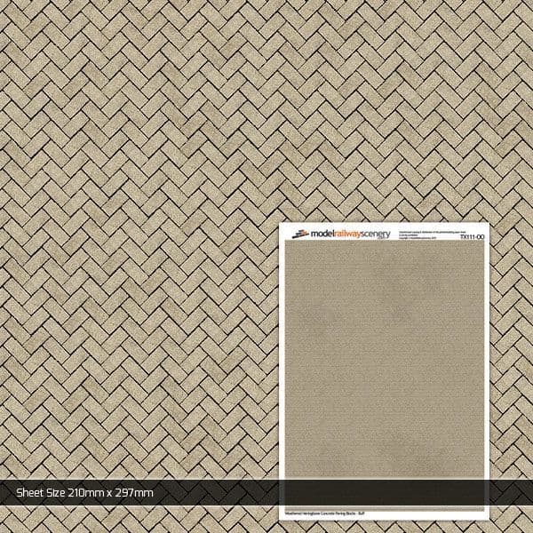 OO Gauge 1:76 Cobblestone Paving Brick Paper – Model Railway Road Detailing (5 Sheets) – TX026-OO
