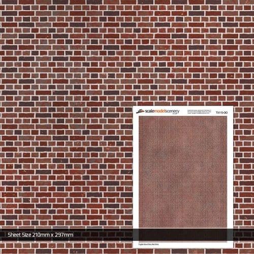 TX115-OO English Bond Brown Brick Texture Paper (Pack of 5) - OO/4mm/1:76