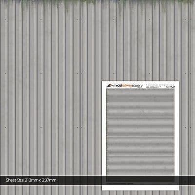 TX119-OO Corrugated Industrial Unit Panelling Light Grey Texture Paper (Pack of 5) - OO/4mm/1:76