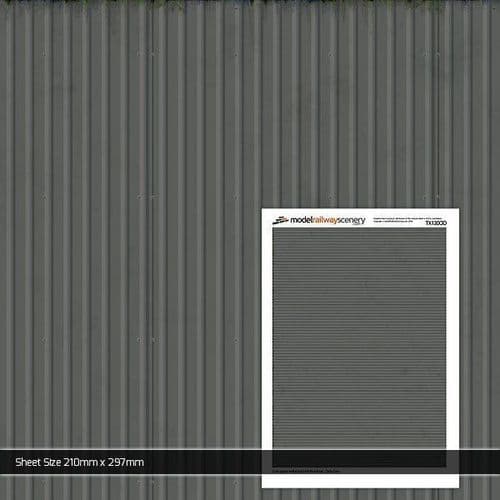 TX120-OO Corrugated Industrial Unit Panelling Dark Grey Texture Paper (Pack of 5) - OO/4mm/1:76