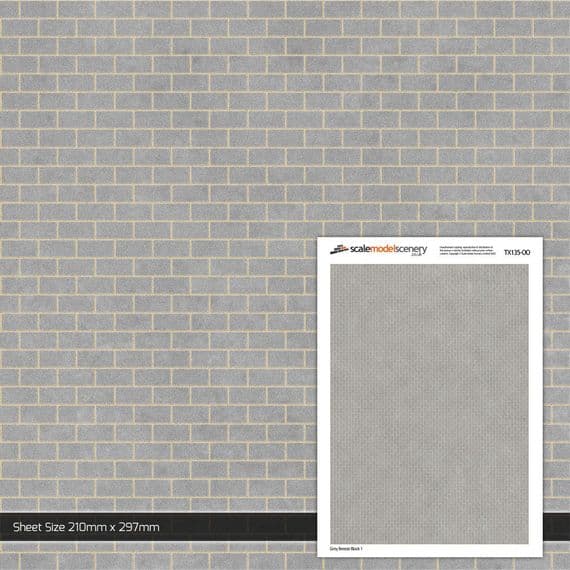 TX135-OO Grey Breeze Block Paper (Pack of 5) for OO/4mm/1:76