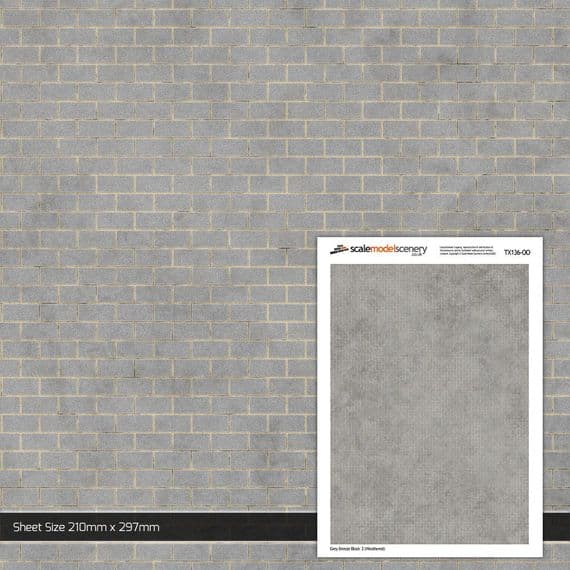 TX136-OO Weathered Grey Breeze Block Paper (Pack of 5) for OO/4mm/1:76