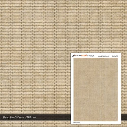 TX139-OO Modern Buff Brick Texture Paper (Pack of 5) - OO/4mm/1:76