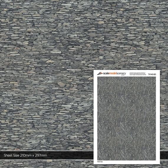 TX145-OO Welsh Slate Stone Paper (Pack of 5) For OO/4mm/1:76 Scale
