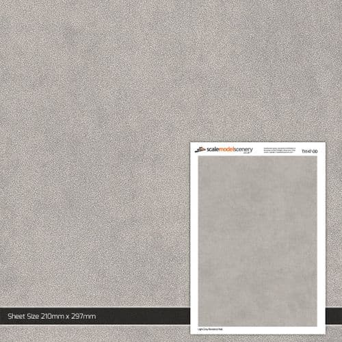 TX147-OO Light Grey Rendered Wall Texture Paper (Pack of 5) - OO/4mm/1:76