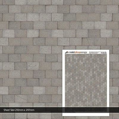 TX152-OO 3ft x 2ft Concrete Paving Slabs Texture Paper (Pack of 5) - OO/4mm/1:76