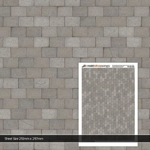 TX152-OO 3ft x 2ft Concrete Paving Slabs Texture Paper (Pack of 5) - OO/4mm/1:76