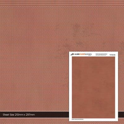 TX154-OO Modern Stretcher Bond Red Brick Texture Paper (Pack of 5) - OO/4mm/1:76
