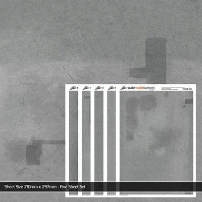 TX158-OO Weathered Asphalt Texture Paper (Pack of 5) - OO/4mm/1:76