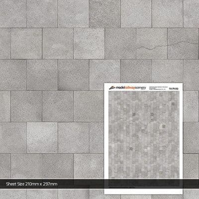 TX179-OO Weathered 2ft x 2ft Light Grey Paving Slabs Texture Paper (Pack of 5) - OO/4mm/1:76