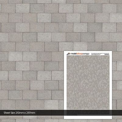 TX193-N 3ft x 2ft Concrete Paving Slabs Pristine Texture Paper (Pack of 5) - N/2mm/1:148