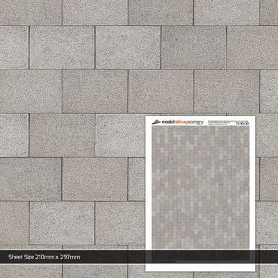 TX193-OO 3ft x 2ft Concrete Paving Slabs Pristine Texture Paper (Pack of 5) - OO/4mm/1:76