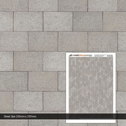 TX193-OO 3ft x 2ft Concrete Paving Slabs Pristine Texture Paper (Pack of 5) - OO/4mm/1:76