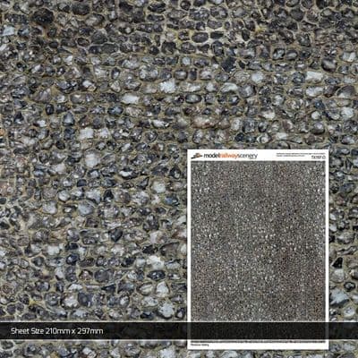 TX197-O Flint Stone Wall Texture Paper (Pack of 5) - O/7mm/1:43