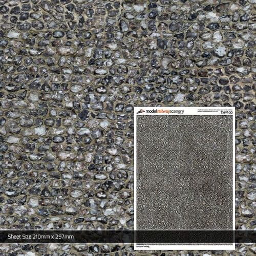 TX197-OO Flint Stone Wall Texture Paper (Pack of 5) - OO/4mm/1:76