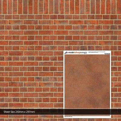 TX198-OO English Bond Red Brick Texture Paper (Pack of 5) - OO/4mm/1:76
