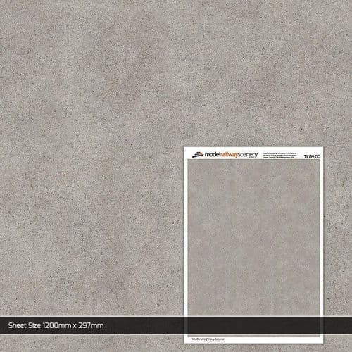 TX199-OO Weathered Light Grey Concrete Texture Paper (Pack of 5) - OO/4mm/1:76