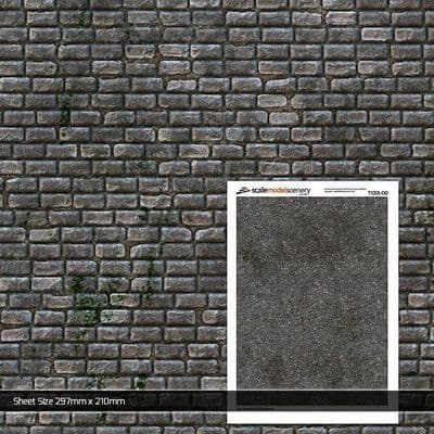 TX206-OO Dark Weathered Cobblestones Texture Paper (Pack of 5) - OO/4mm/1:76