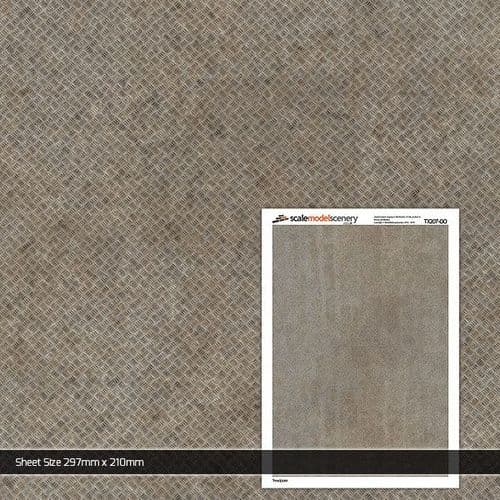 TX207-OO Weathered Treadplate Texture Paper (Pack of 5) - OO/4mm/1:76