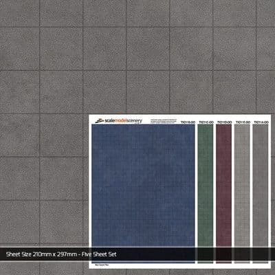 TX211-OO Carpet Tiles Texture Paper (Pack of 5) - OO/4mm/1:76