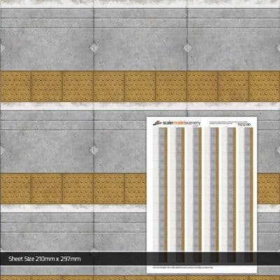 TX212-OO Network Rail Platform Edge Coping With Buff Tactile Paving (Pack of 5) OO/4mm/1:76