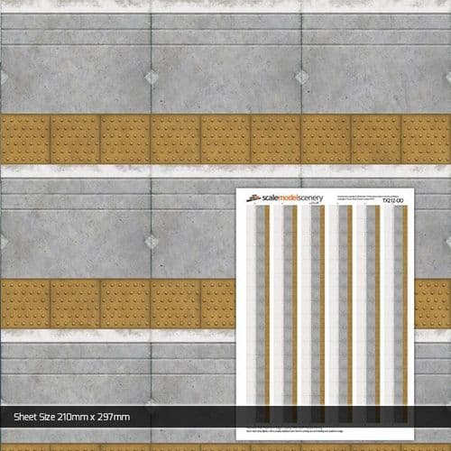 TX212-OO Network Rail Platform Edge Coping With Buff Tactile Paving (Pack of 5) OO/4mm/1:76