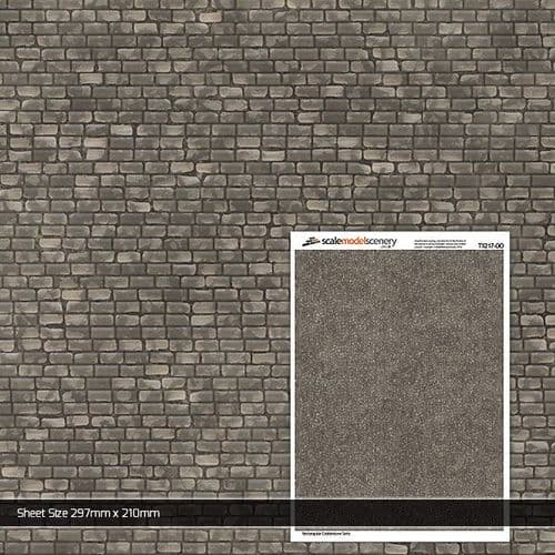TX217-OO Rectangular Cobblestone Setts Paving Texture Paper (Pack of 5) - OO/4mm/1:76