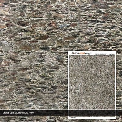 TX220-OO Old Stone Wall Texture Paper (Pack of 5) - OO/4mm/1:76