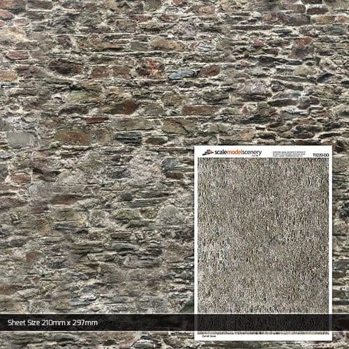 TX220-OO Old Stone Wall Texture Paper (Pack of 5) - OO/4mm/1:76
