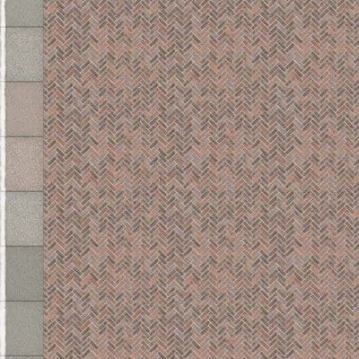 TX229-OO Herringbone Red Brick Platform Texture Sheets With Concrete Coping ( Pk of 5) OO/4mm/1:76