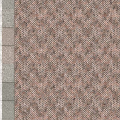 TX229-OO Herringbone Red Brick Platform Texture Sheets With Concrete Coping ( Pk of 5) OO/4mm/1:76