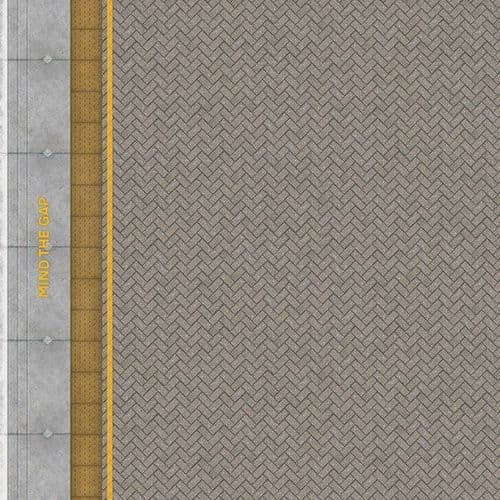 TX239-OO Grey Block Platform Sheets With Network Rail Coping & Yellow Lines (Pk of 5) OO/4mm/1:76