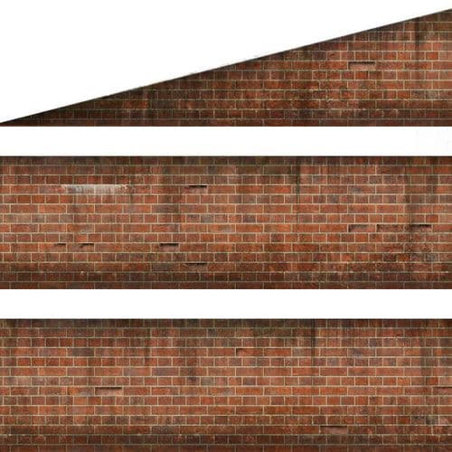 TX244-OO English Bond Weathered Red Brick Platform Wall Wraps - OO/4mm/1:76