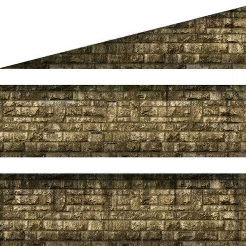 TX248-OO Yellow Weathered Stone Ashlar Platform Wall Wraps - OO/4mm/1:76
