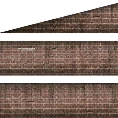 TX251-OO English Bond Weathered Dark Red Brick Platform Wall Wraps - OO/4mm/1:76