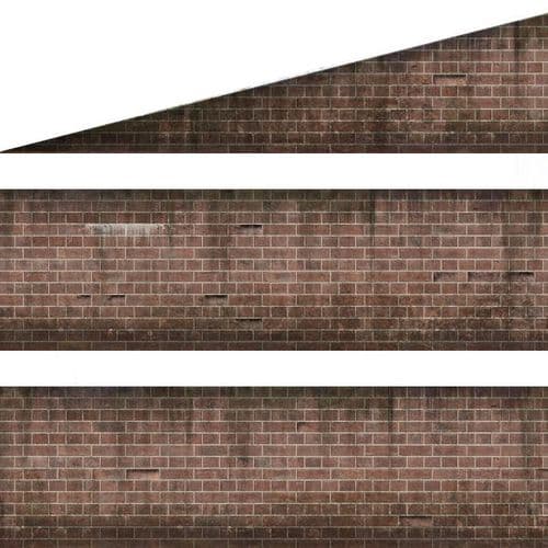 TX251-OO English Bond Weathered Dark Red Brick Platform Wall Wraps - OO/4mm/1:76
