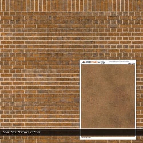TX253-OO English Bond Brown Brick Texture Paper (Pack of 5) - OO/4mm/1:76