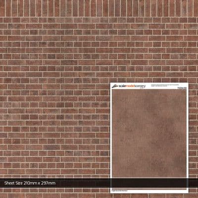 TX254-OO English Bond Dark Red Brick Texture Paper (Pack of 5) - OO/4mm/1:76