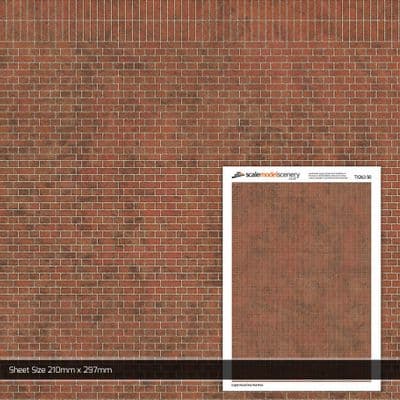 TX263-50 English Bond Dirty Red Brick Texture Paper (Pack of 5) - 1:50 Scale